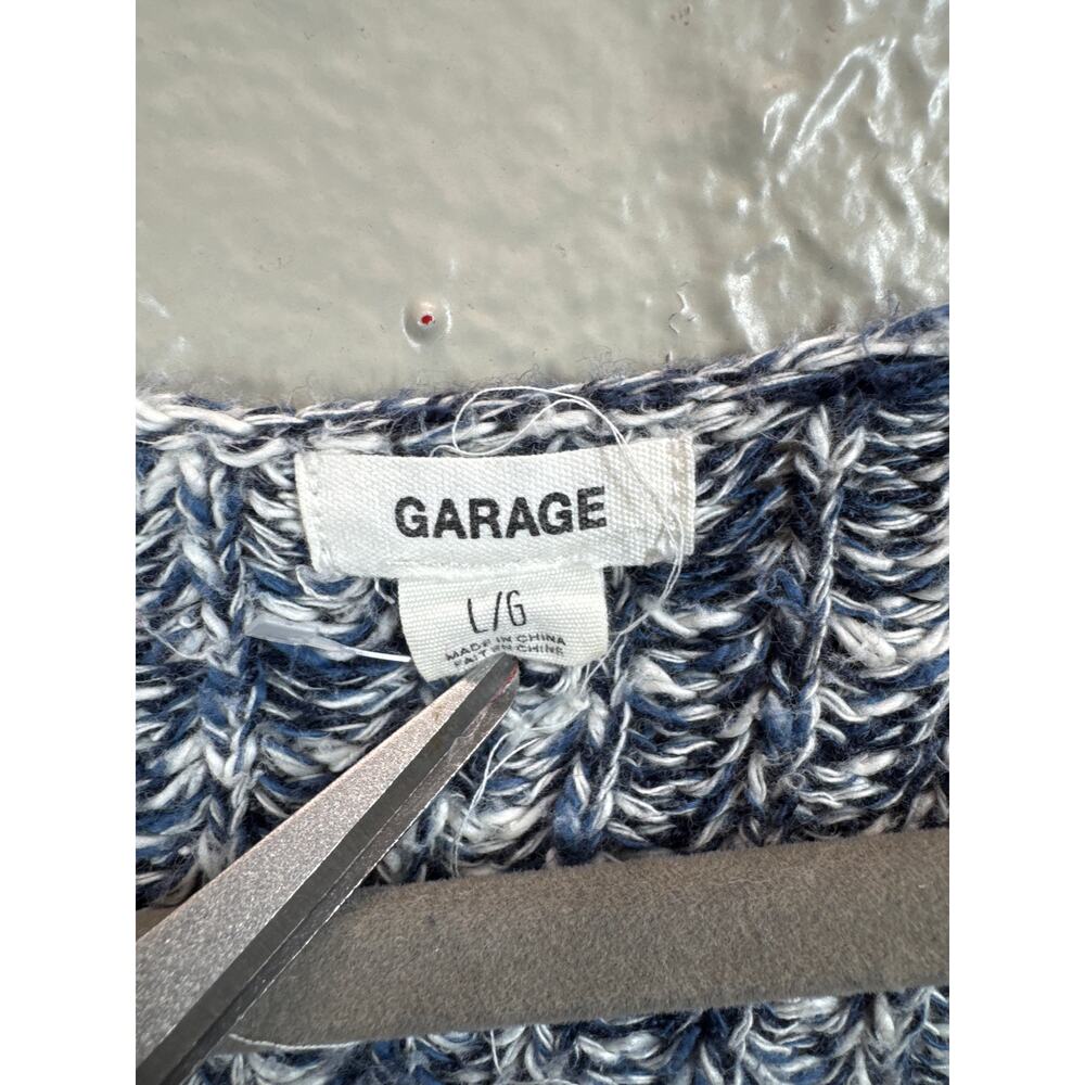 Garage Knit Blue And White‎ Sweater V Neck Chunky Womens Size Large - Picture 2 of 5